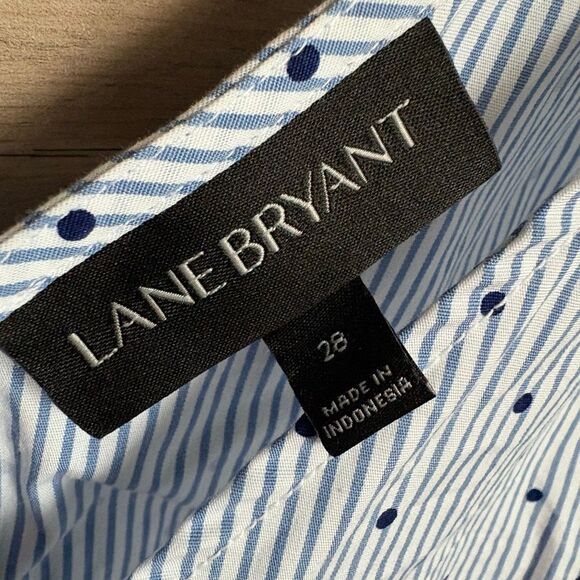 Lane Bryant Blue White Striped Sleeveless Top Blue Polka Dots Women's 28 Excelle - Picture 3 of 8